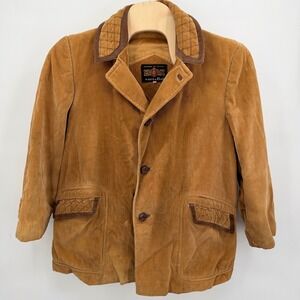 Vtg 70s Cortefiel Mens 44R Corduroy Jacket Tan Coat Quilted Lining Made In Spain